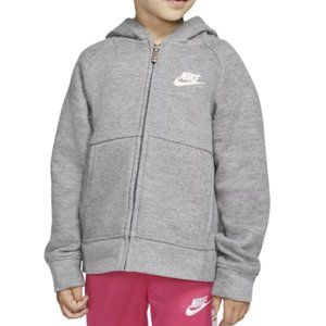 Nike Little Girls Hoodie NSW Sportswear Full Zip Sweatshirt Carbon Grey